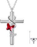 wholesale Sterling Silver Urn Cross Necklace for Ashes Cremation Jewelry with Funnel Kit-0-24