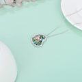 wholesale 925 Sterling Silver Abalone Shell Ballet Girl Heart Pendant Necklace-0-3