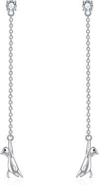 wholesale 925 Sterling Silver Hypoallergenic Cat Stud Earrings with CZ Stones - Elegant Gift for Women-Cat Stud Dangle