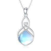 wholesale 925 Sterling Silver Blue Moonstone Pendant Necklace Wholesale With Heart Detail-Celtic