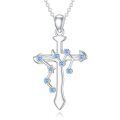 wholesale 925 Sterling Silver Blue Crystal Zodiac Constellation Cross Pendant Necklace-0-0