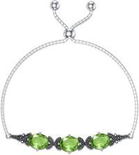 wholesale 925 Sterling Silver Austria Crystal Vintage Retro Link Birthstone Bracelet for Women (7 9 )-Peridot Green