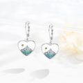 wholesale 925 Sterling Silver Heart-Shaped Turquoise and Mustard Seed Dangle Drop Earrings-0-1