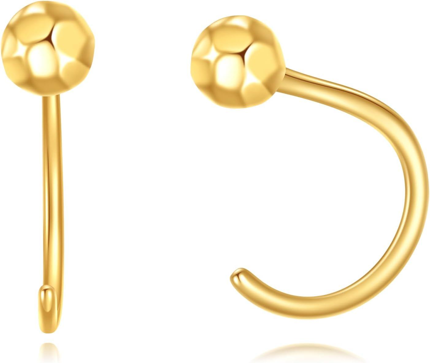 14K Gold Stone Dainty Half Hoop Huggie Earrings Cute Animal Jewelry Gifts for Women-0-0