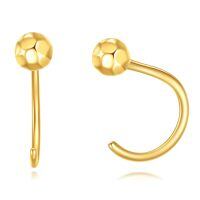 wholesale 14k Gold Faceted Ball Stud Earrings With Curved Hook Back For Women-Gold Ball