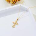 wholesale 14K Gold Diamond Accented Cross Pendant Necklace with Chain - Elegant  for Her-0-3