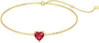 wholesale 14K Gold Created Birthstone Heart Cut 7mm Bracelet for Women 6 5 +2 -Created Ruby