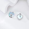 wholesale 925 Sterling Silver Heart-Shaped Highland Cow Stud Earrings with Enamel Finish and Hypoallergenic Backs-0-2