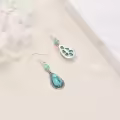 wholesale 925 Sterling Silver Teardrop Turquoise Stone Drop Earrings for Women-0-3