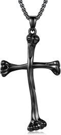 wholesale Black  Bone Cross Pendant Necklace for Men & Women-0-0
