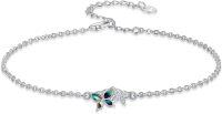wholesale 925 Sterling Silver Butterfly Abalone Shell Crystal Ankle Anklet with Chain Extender-Abalone Butterfly