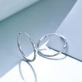 wholesale 925 Sterling Silver Hoop Earrings White Gold Plated Twisted Faceted Circle For Women-0-4
