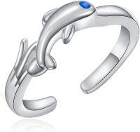 wholesale  Sterling Silver Hypoallergenic Adjustable Open Toe Ring for Women -Adjustable dolphin