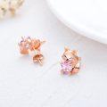 wholesale 925 Sterling Silver Pink Crystal Love Heart Fox Stud Earrings for Girls and Women-0-13