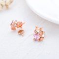 wholesale 925 Sterling Silver Cute Fox Holding Heart Earrings Wholesale Pink-0-13