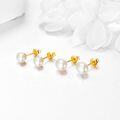wholesale 14K Gold Pearl Stud Earrings Flat Back Post Jewelry for Women-0-3