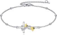 wholesale 925 Sterling Silver Bee and Cross Charm Bracelet s for Women & Girls-Bee