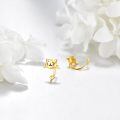 wholesale 14k Gold Cute Smiling Cat Face Stud Earrings For Women Girls-0-3