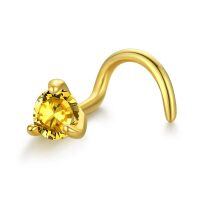 wholesale 14k Yellow Gold Nose Rings Wholesale With Clear Cz Stone-11 Nov-Yellow-08 Aug-Yellow