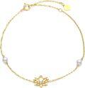 wholesale 14K Gold Lotus Flower Pearl Daisy Charm Bracelet Anklet for Women-0-0