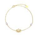 wholesale 14k Gold Lotus Pendant Bracelet With Pearls And Diamonds-0-0