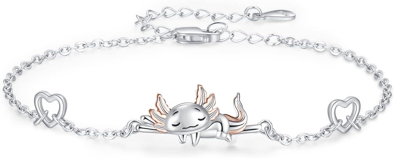wholesale 925 Sterling Silver Dragon Charm Bracelet with Heart Links and Rose Gold Accents Gift for Women Girls Daughter Friends-0-0