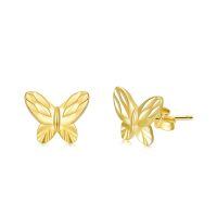 TOUPOP 14K Gold Diamond-Cut Butterfly Stud Earrings For Women-undefined