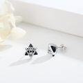 wholesale 925 Sterling Silver Black Onyx Triangle Eye of Providence Stud Earrings-0-2