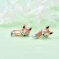 wholesale 925 Sterling Silver Rose Gold Plated Pink Abalone Shell Fox Dangle Earrings-0-4