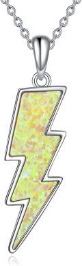 wholesale 925 Sterling Silver Yellow Opal Lightning Bolt Reversible Boomerang Pendant Necklaces - Dainty Minimalist s for Women & Girls-0-0