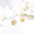 wholesale 14K Gold Crescent Moon & Star CZ Stud Earrings for Women - Birthday/Christmas Gifts-0-4