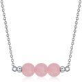 wholesale 925 Sterling Silver Pink Rose Quartz Healing Crystal Bead Necklace for Women Christmas Gift-0-0
