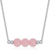 wholesale 925 Sterling Silver Pink Rose Quartz Healing Crystal Bead Necklace for Women Christmas Gift-01. Rose Quartz