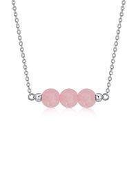 wholesale 925 Sterling Silver Red Agate Healing Crystal Bead Choker Necklace for Women Christmas Gift-01. Rose Quartz