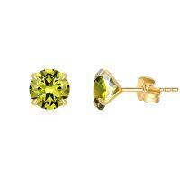 wholesale 14K Yellow Gold Simulated Diamond Stud Earrings-8-August-Peridot