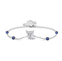 wholesale 925 Sterling Silver Birthstone Highland Cow Link Bracelet Western Jewelry Gift-09-Sep-Sapphire