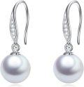wholesale 925 Sterling Silver 925 White Pearl & CZ Accent Leverback Earrings-0-0