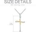 wholesale  18K Gold Plated & 925 Sterling Silver Lab Grown Diamond Cross Necklace for Women, 0.75 x 1.22-0-2