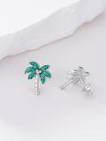 wholesale 925 Sterling Silver Palm Tree Stud Earrings Ocean Beach Theme s for Women-0-4
