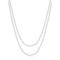 wholesale 925 Sterling Silver 18" 20" Two Layer Rope Chain For Women Mens 18k White Gold Plated Fine Chain Necklace-White