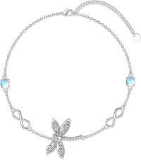 wholesale 925 Sterling Silver & Cubic Zirconia Infinity Dragonfly Bracelet for Women, Adjustable Chain, Elegant Gift for Mother's Day, Anniversaries-Dragonfly