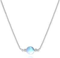 wholesale 925 Sterling Silver Moonstone Bead Pendant Chain Necklaces for Women Mother's Day Gifts Jewelry Accessories-Moonstone