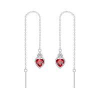 wholesale 925 Sterling Silver Celtic Knot Heart Threader Earrings w 12 Birthstones-1-Jan-Garnet Red