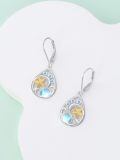 wholesale 925 Sterling Silver Starfish Moonstone Ocean Wave Two Tone Drop Earrings-0-2
