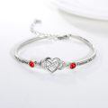 wholesale 925 Sterling Silver Forever My Daughter Heart Bangle With Pink Stones-0-12