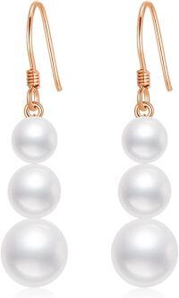 wholesale 14K Rose Gold Freshwater Pearl Drop Earrings for Women Gift Ideas-Rose Gold