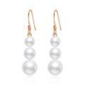wholesale 14k Rose Gold Graduated Natural Freshwater Pearl Drop Earrings-0-0