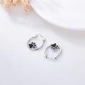 wholesale 925 Sterling Silver Small Hoop Earrings with Black Paw Print for Sensitive Ears Cute Animal s for Women & Daughter-0-2