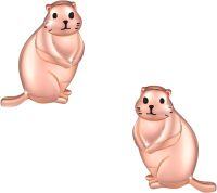wholesale 925 Sterling Silver Plated Rose Gold Otter Stud Earrings - Minimalist Animal s for Women Girls-Groundhog