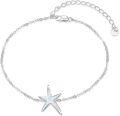 wholesale 925 Sterling Silver Chain with White Fire Opal Starfish Charm Bracelet - Ocean Inspired Jewelry for Women-0-0
